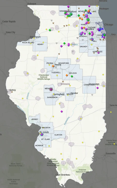 A map of every CCDD disposal facility in Illinois — click to open A3 Environmental's interactive facility map