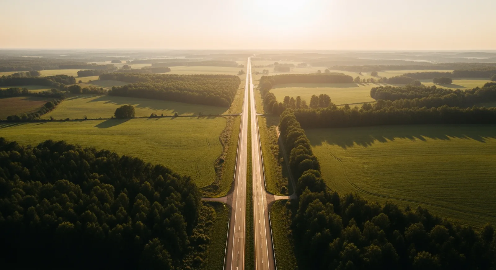 Aerial view of a highway corridor and right-of-way — the linear project area a preliminary site investigation samples